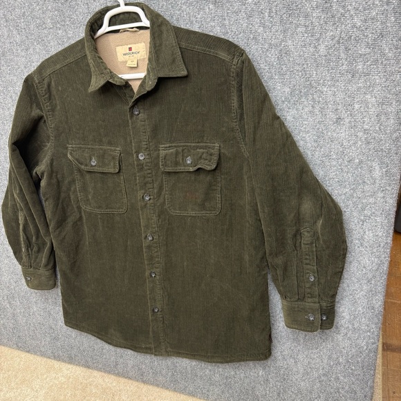 Vintage Woolrich green corduroy jacket shacket 6235 Men's size L Large (Stained) - Picture 3 of 13